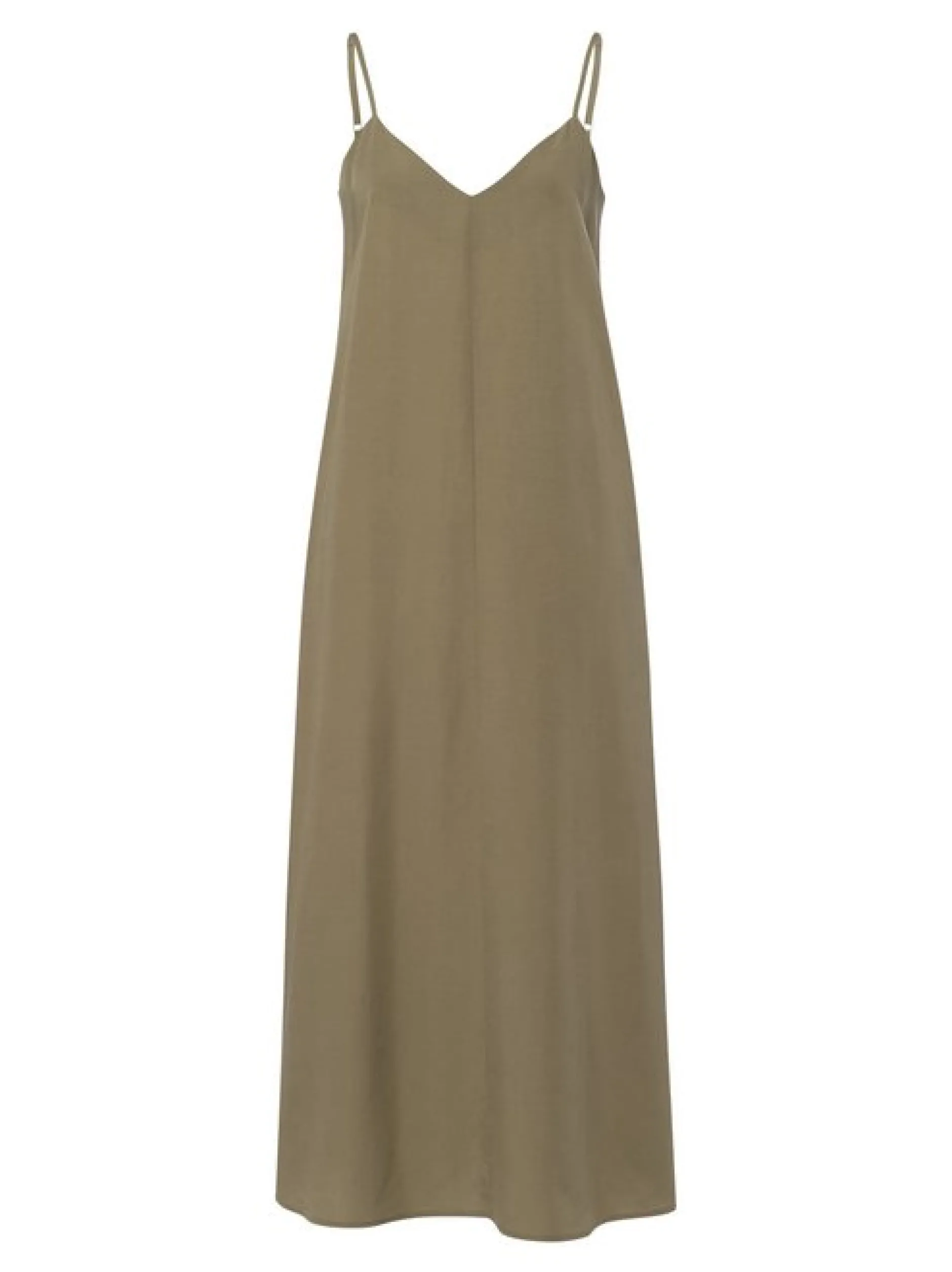 Les Lunes Damen Maxikleid in oliv - Länge: lang