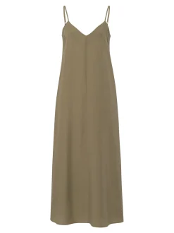 Les Lunes Damen Maxikleid in oliv - Länge: lang
