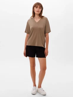 Les Lunes Damen T-Shirt in oliv - Ärmel: kurzarm