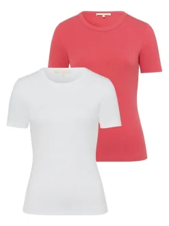 Les Lunes Damen T-Shirt in rosa - Ausschnitt: Rundhals