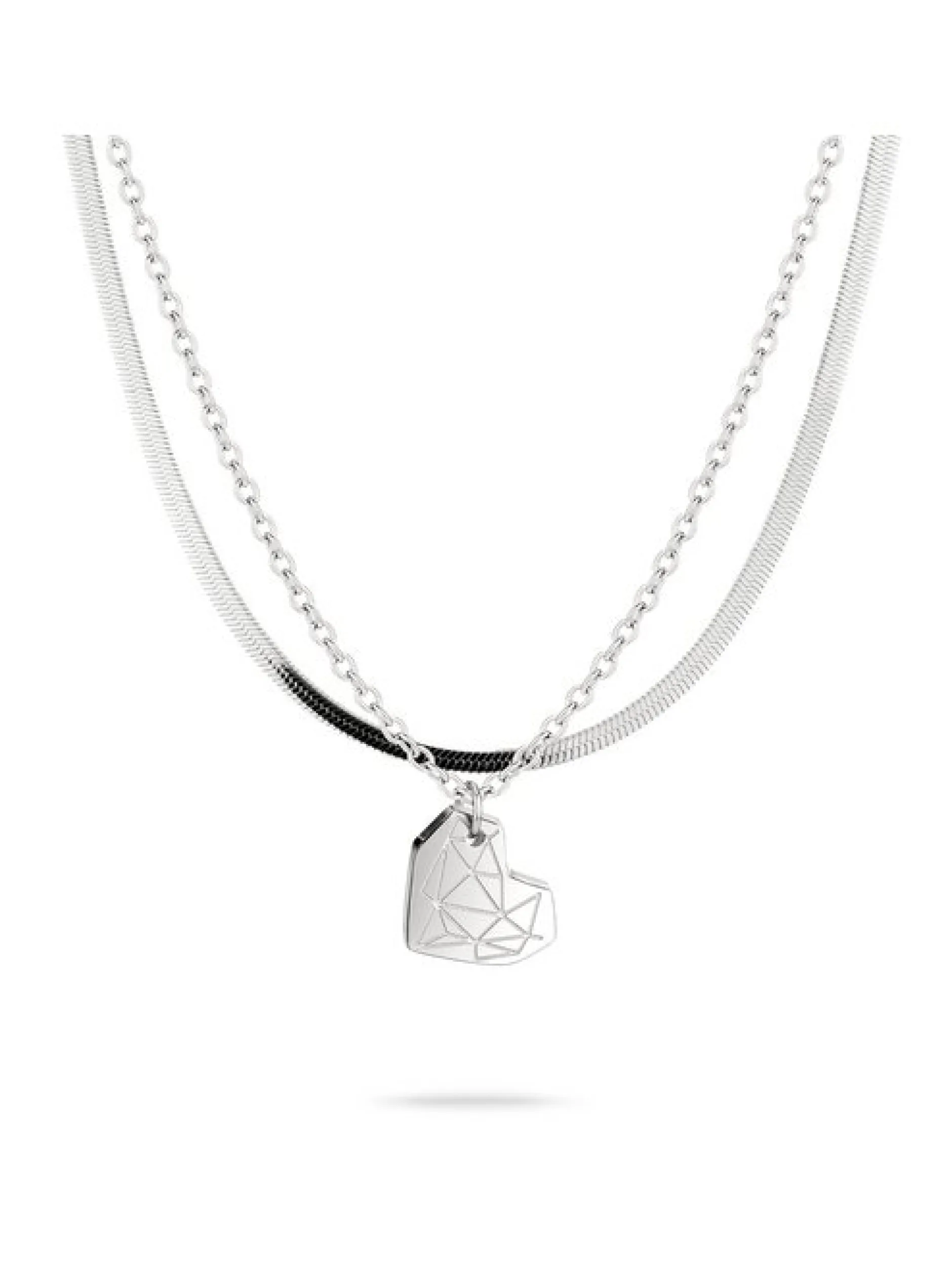 Liebeskind Berlin Damen Halsketten-Set - Broken Heart Layering in silber
