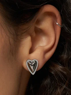 Liebeskind Berlin Damen Ohrstecker - Metal Heart in silber