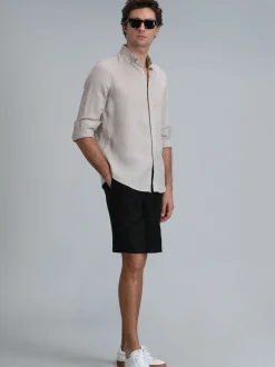 Lufian Herren Hemd PİTAYA in beige - Ärmel: langarm
