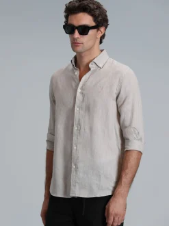 Lufian Herren Hemd PİTAYA in beige - Ärmel: langarm