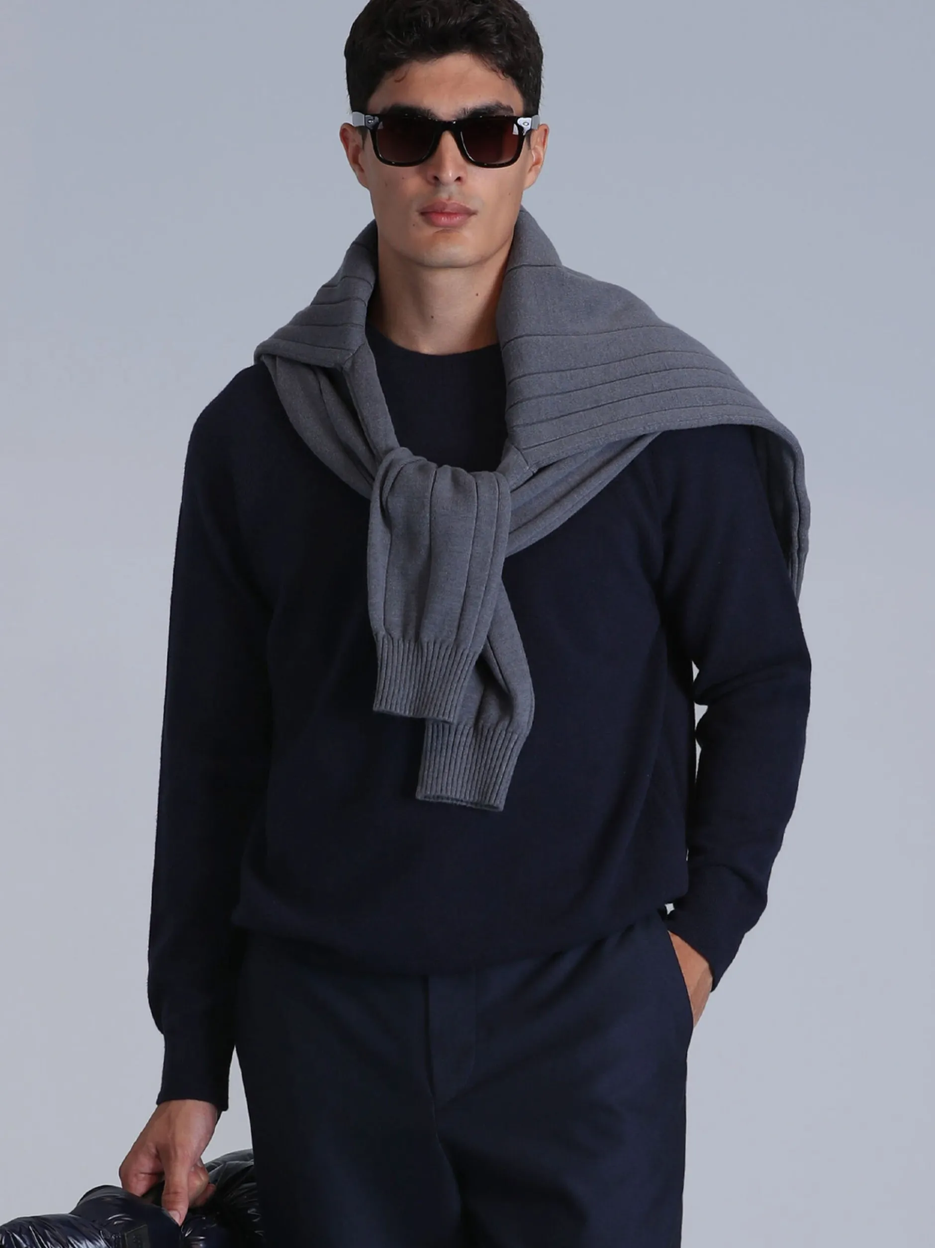 Lufian Herren Pullover - MOON in blau - Ärmel: langarm