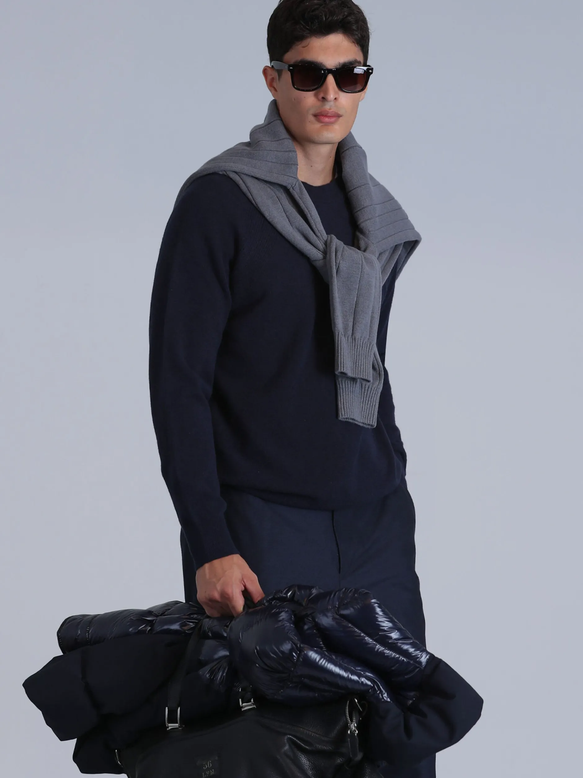 Lufian Herren Pullover - MOON in blau - Ärmel: langarm