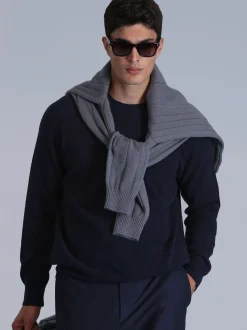 Lufian Herren Pullover - MOON in blau - Ärmel: langarm
