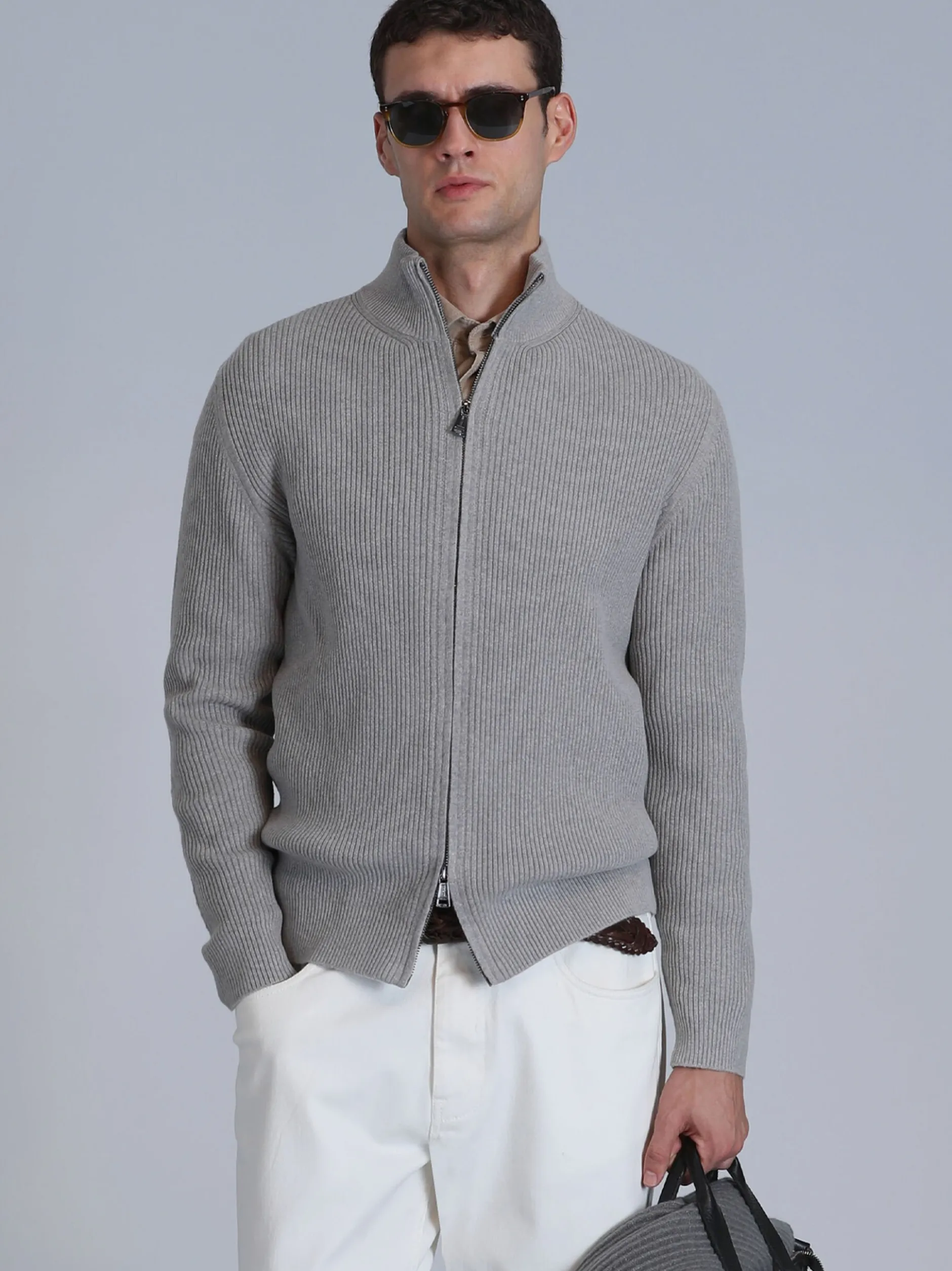 Lufian Herren Strickjacke - Road in grau