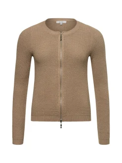 Lund Damen Strickjacke in taupe - Ausschnitt: Rundhals