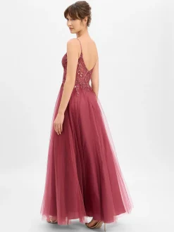Luxuar Fashion Damen Abendkleid in bordeaux