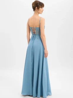 Luxuar Fashion Damen Abendkleid in petrol - Länge: lang