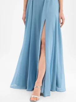 Luxuar Fashion Damen Abendkleid in petrol - Länge: lang