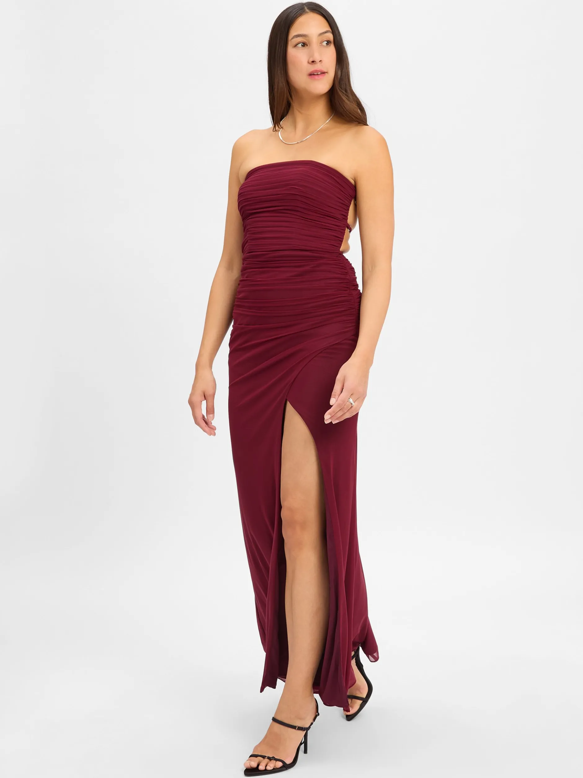 Luxuar Fashion Damen Abendkleid in bordeaux