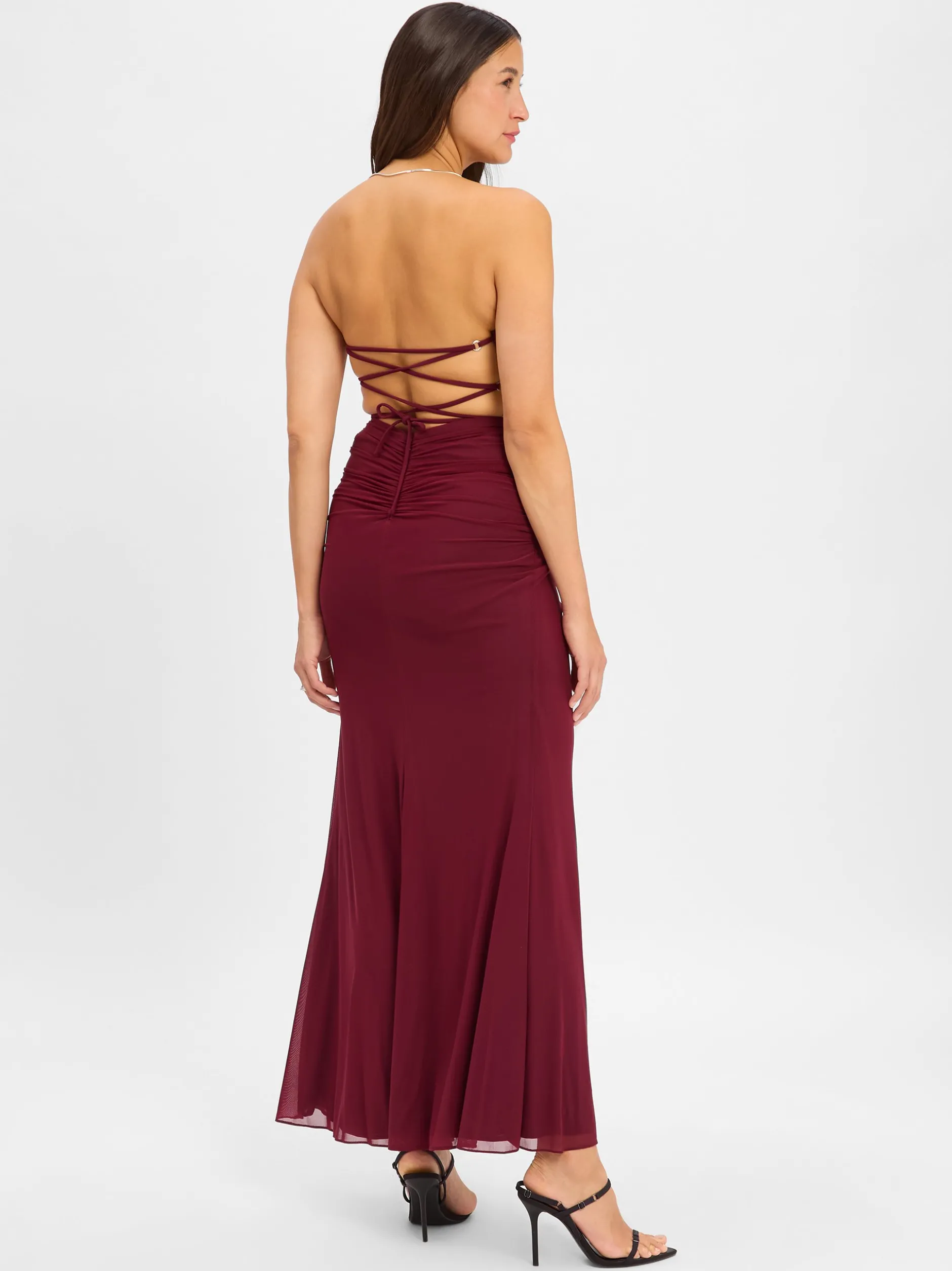 Luxuar Fashion Damen Abendkleid in bordeaux
