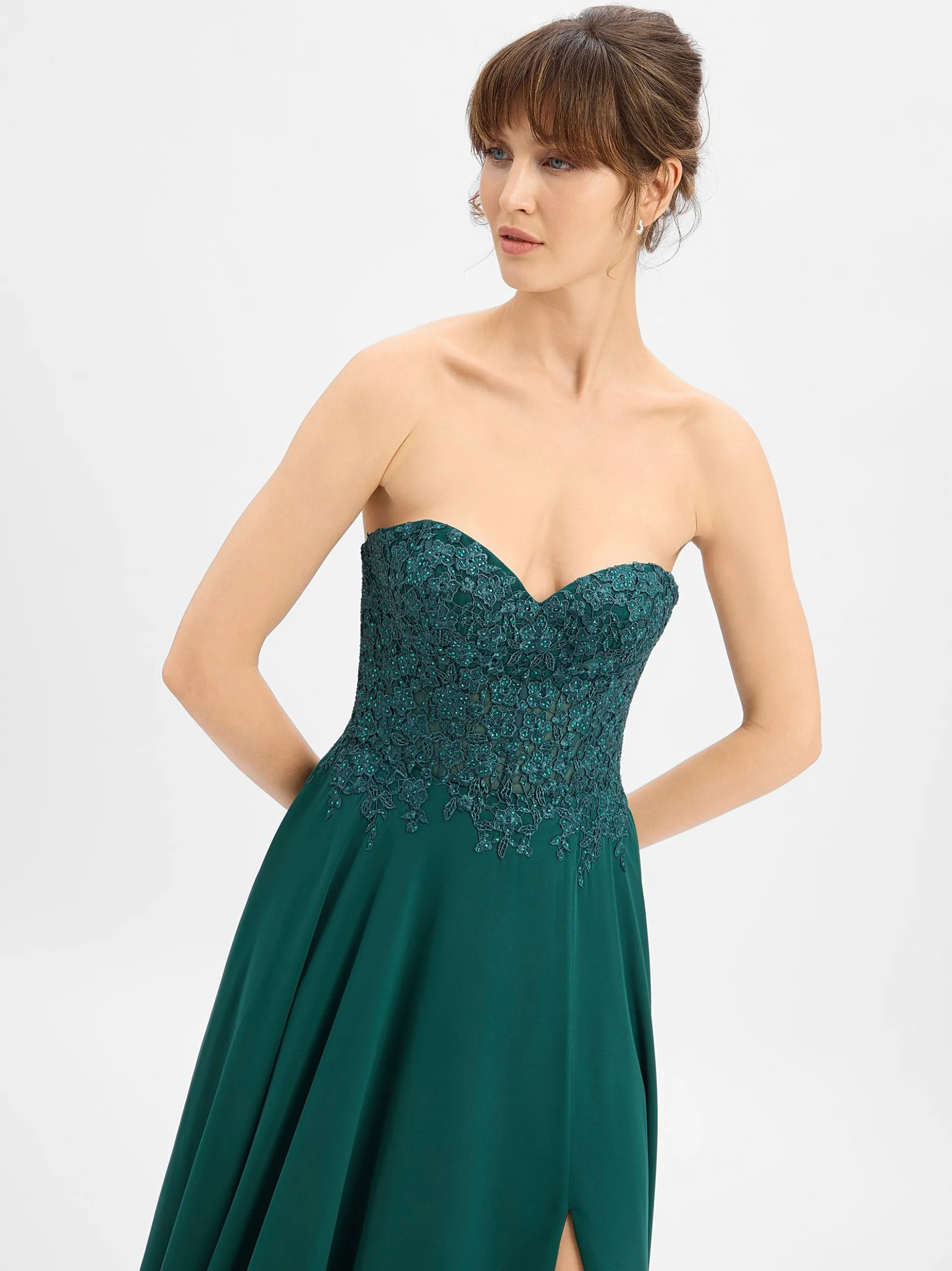 Luxuar Fashion Damen Abendkleid in smaragd - Länge: lang