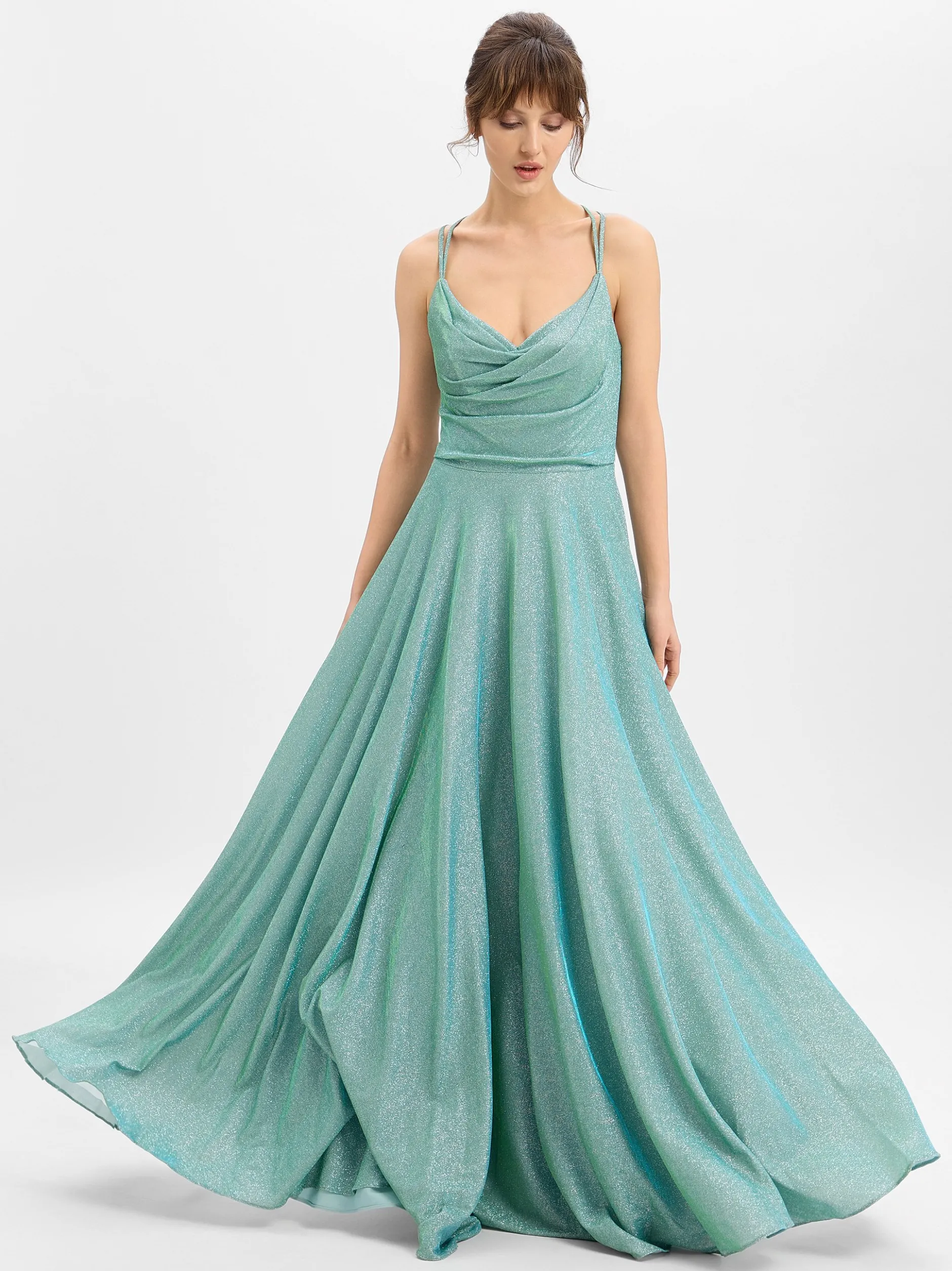 Luxuar Fashion Damen Abendkleid in mint silber