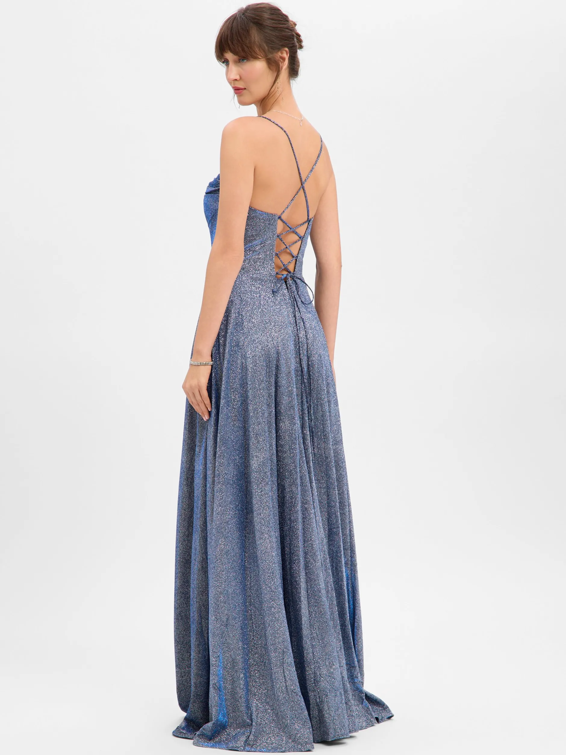 Luxuar Fashion Damen Abendkleid in indigo silber