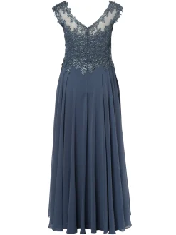 Luxuar Fashion Damen Abendkleid in blau - Länge: lang