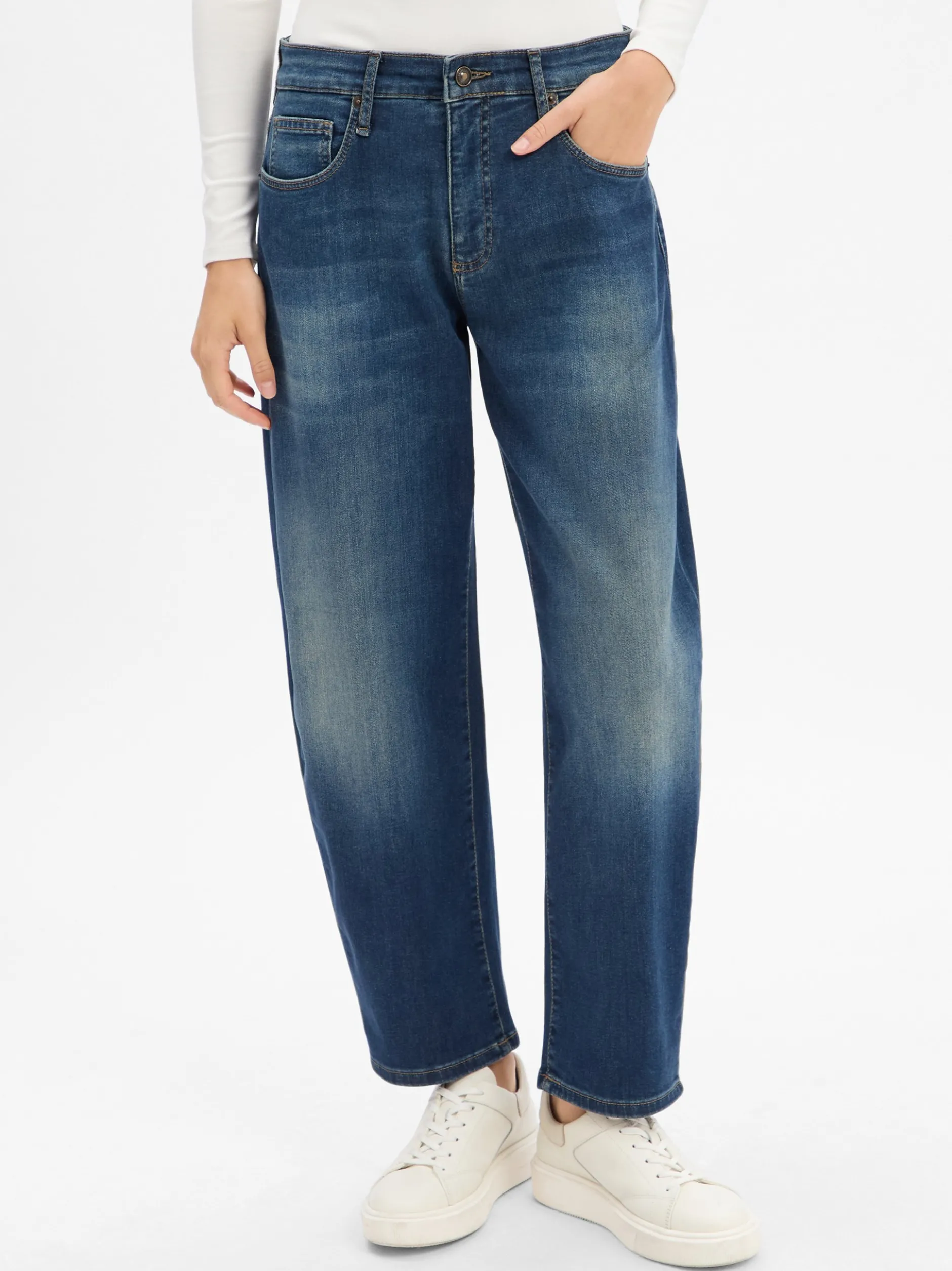 MAC Damen Barrel Fit Jeans - Danni in dark stone