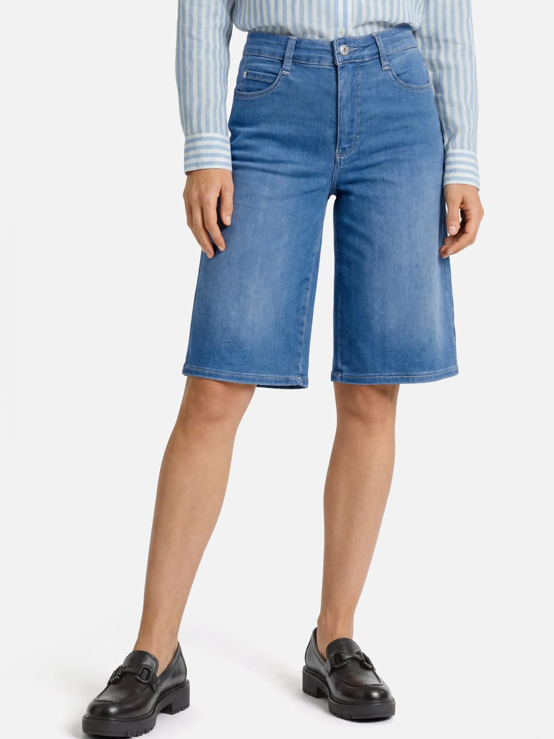MAC Damen Jeans-Bermuda - Dream Wide in blau