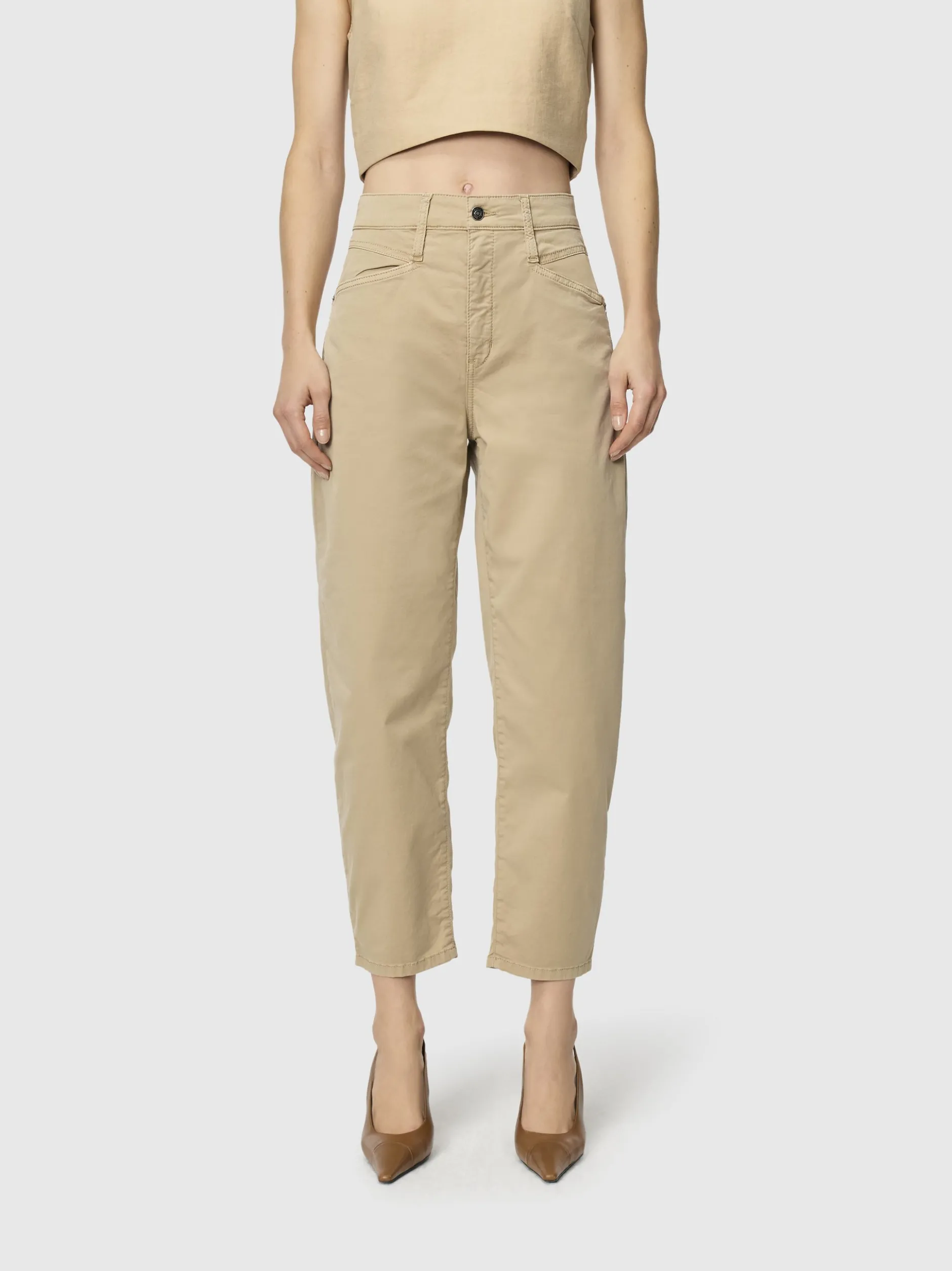 MAC Damen Stoffhose - Bora in beige - Länge: lang