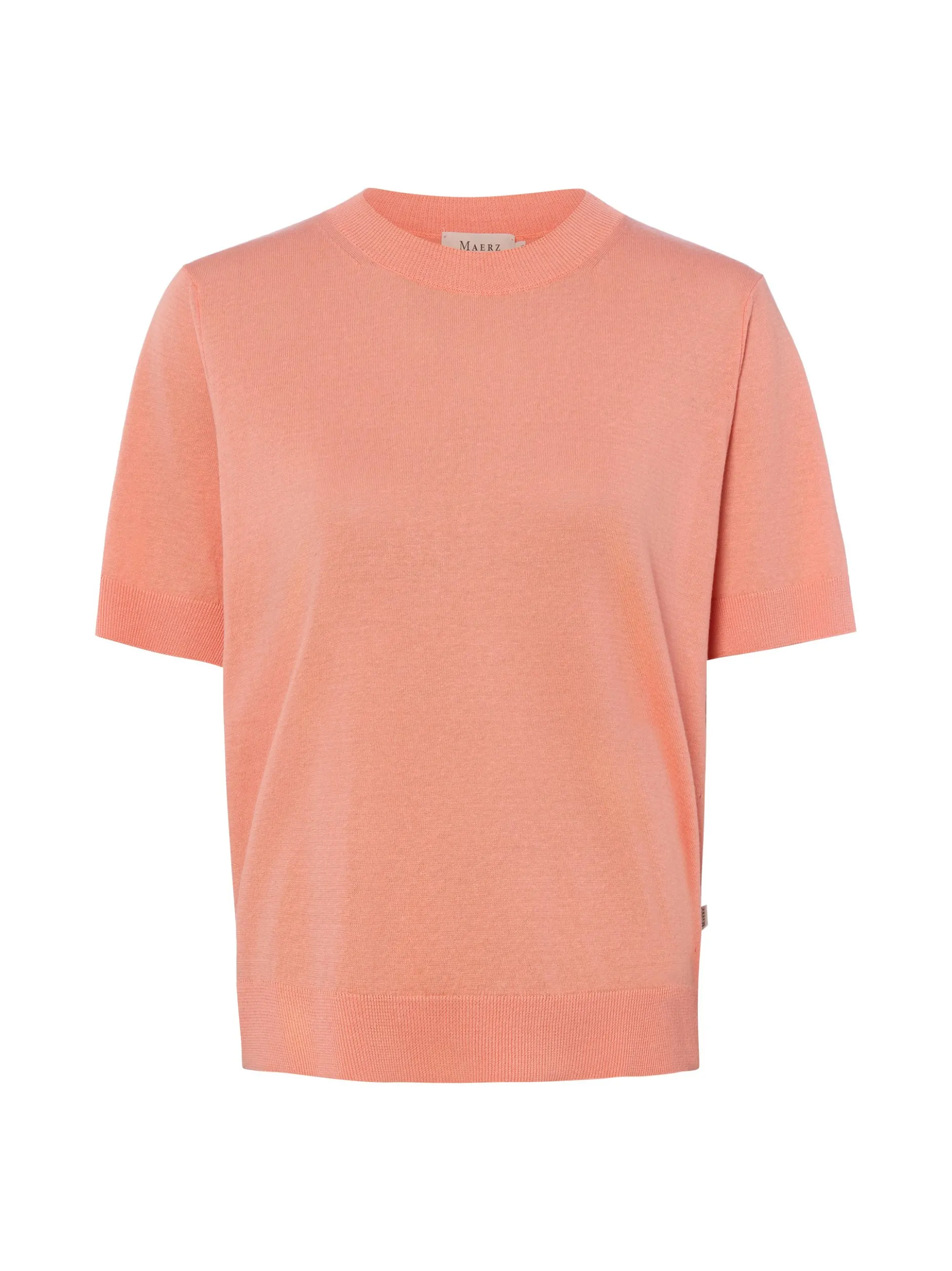 MAERZ Damen Kurzarm-Pullover mit Leinenanteil in aprikot