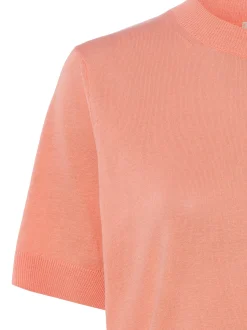 MAERZ Damen Kurzarm-Pullover mit Leinenanteil in aprikot
