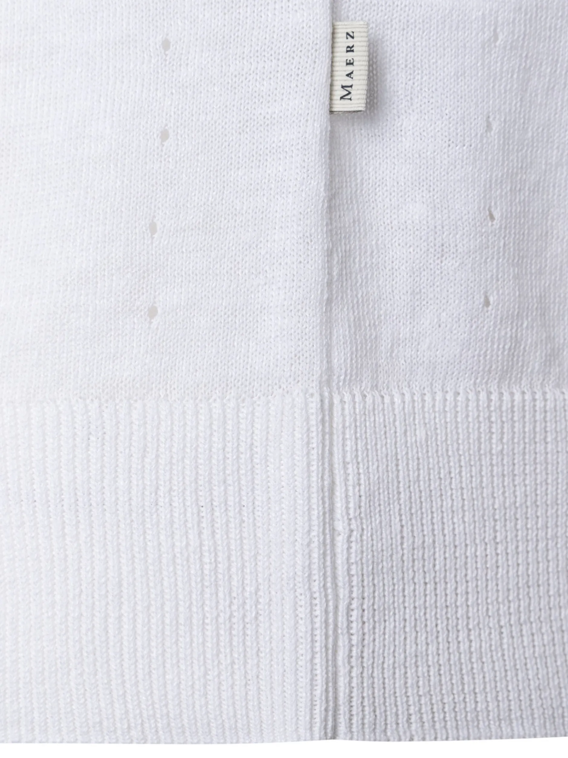 MAERZ Damen Kurzarm-Pullover mit Leinenanteil in weiß