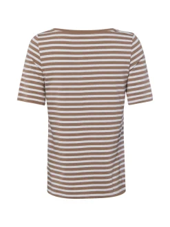 MAERZ Damen T-Shirt in braun weiß - Ausschnitt: Rundhals