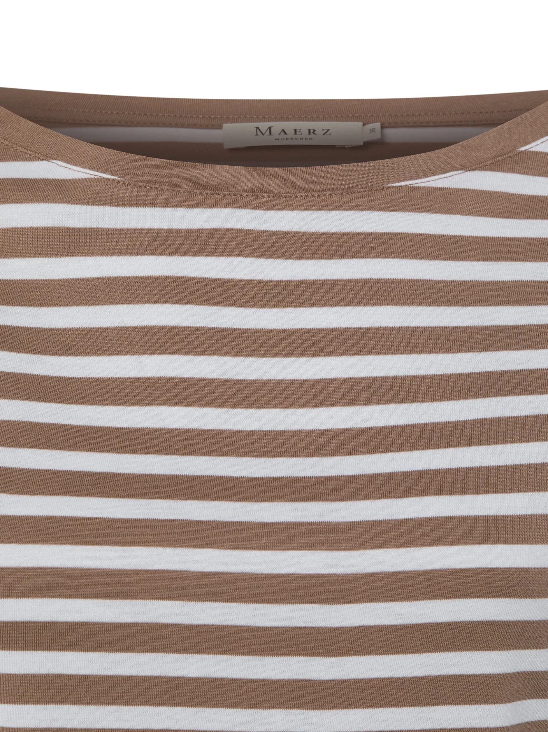 MAERZ Damen T-Shirt in braun weiß - Ausschnitt: Rundhals
