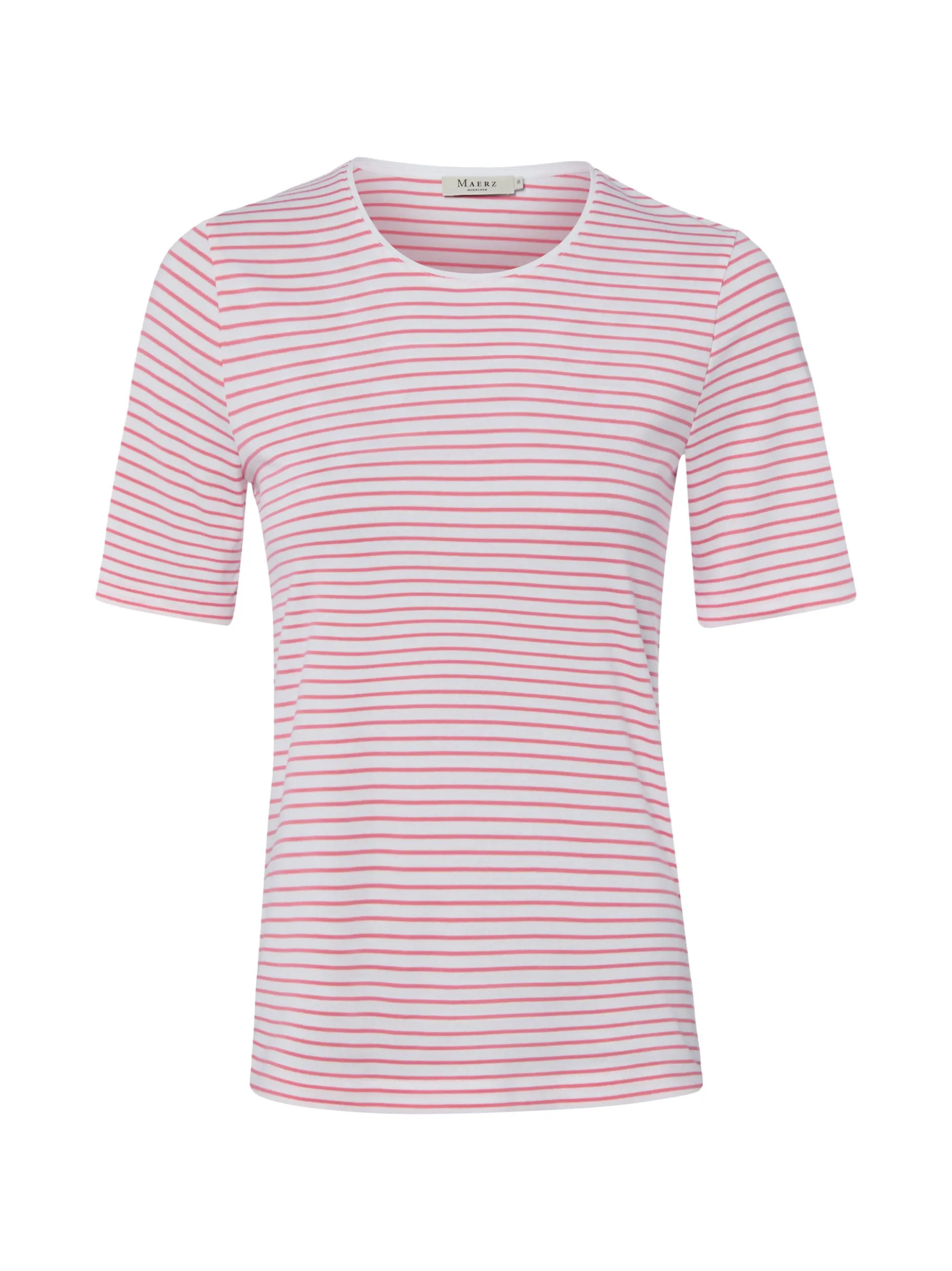 MAERZ Damen T-Shirt in weiß rosa - Ausschnitt: Rundhals