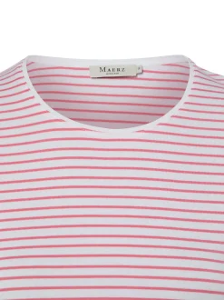 MAERZ Damen T-Shirt in weiß rosa - Ausschnitt: Rundhals
