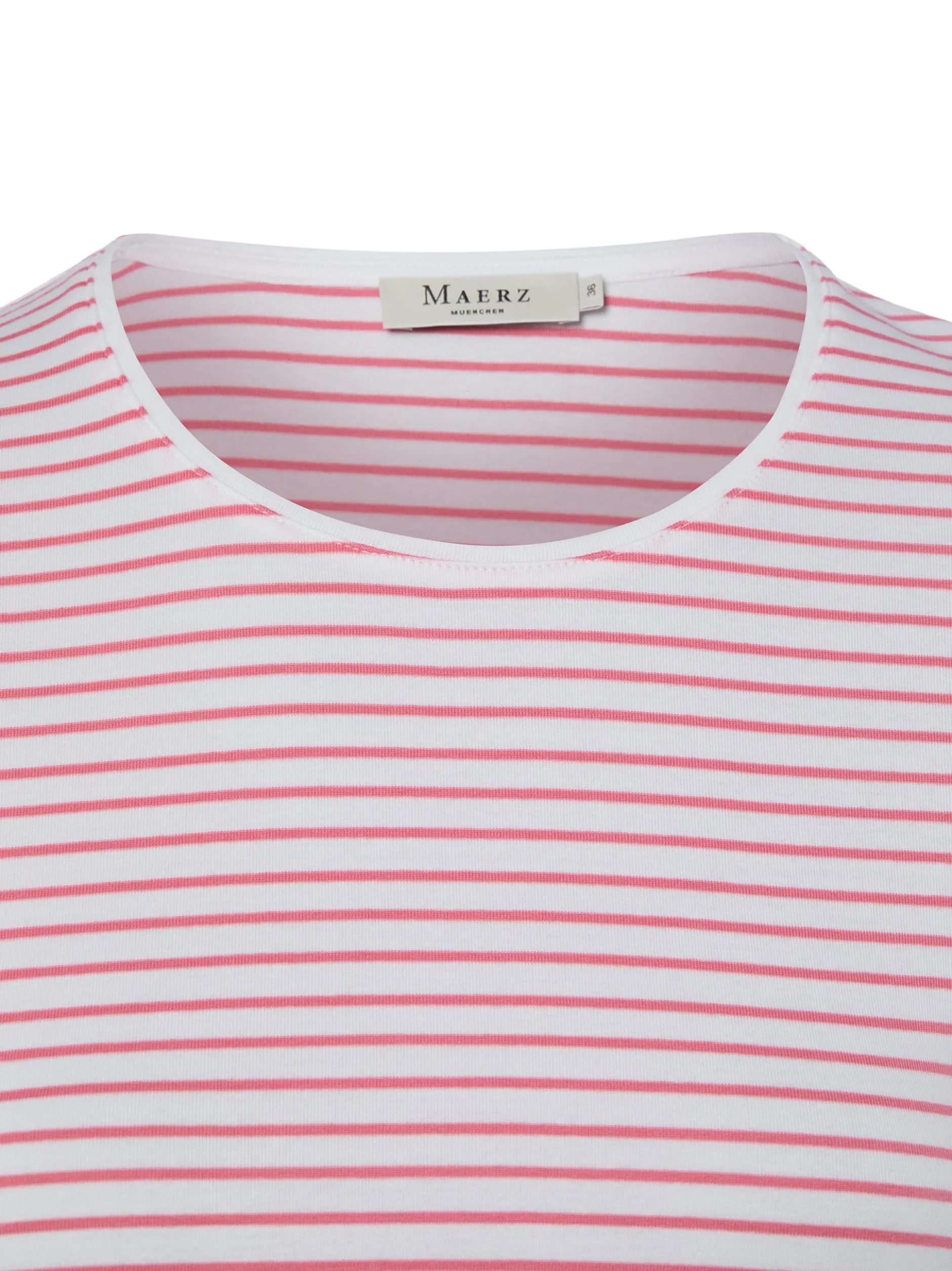 MAERZ Damen T-Shirt in weiß rosa - Ausschnitt: Rundhals