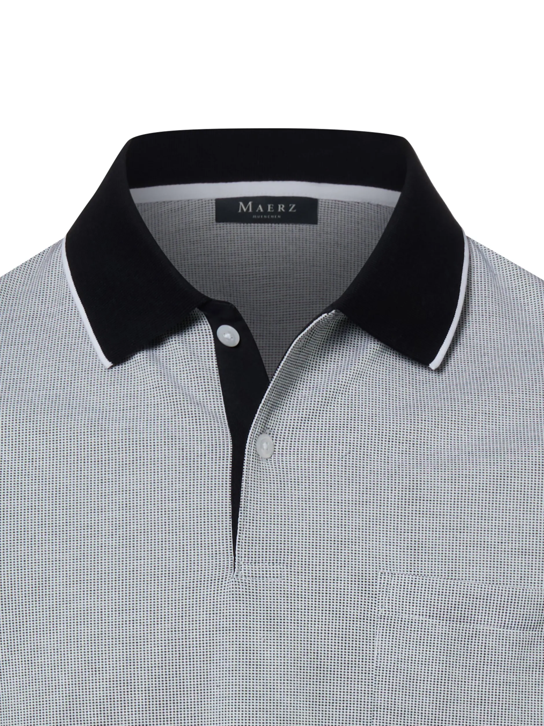 MAERZ Herren Poloshirt in schwarz weiß - Ärmel: kurzarm