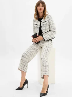 Marc Cain Collections Damen Baukasten-Stoffhose - Wukari in ecru schwarz