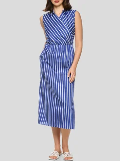 Marc Cain Damen Kleid in blau weiß