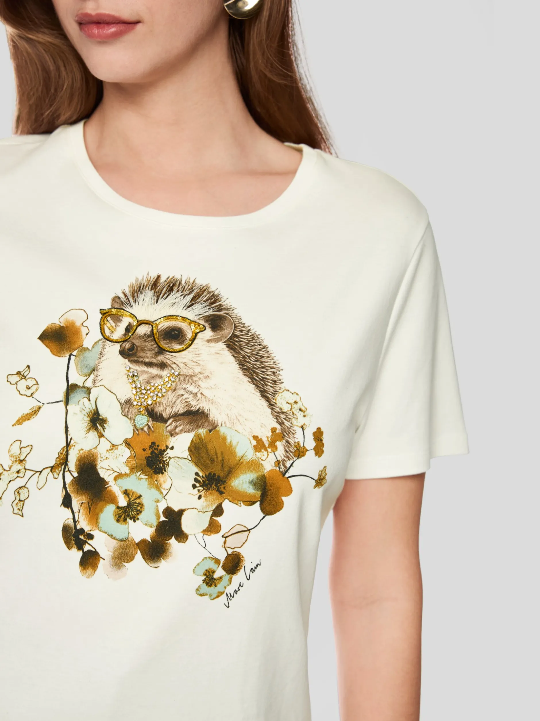 Marc Cain Damen T-Shirt in weiß mehrfarbig