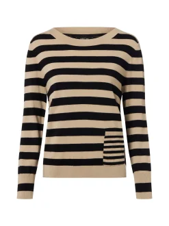 Marc Cain Sports Damen Feinstrickpullover mit Woll- und Cashmere-Anteil in beige schwarz