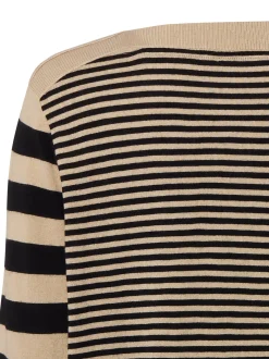 Marc Cain Sports Damen Feinstrickpullover mit Woll- und Cashmere-Anteil in beige schwarz