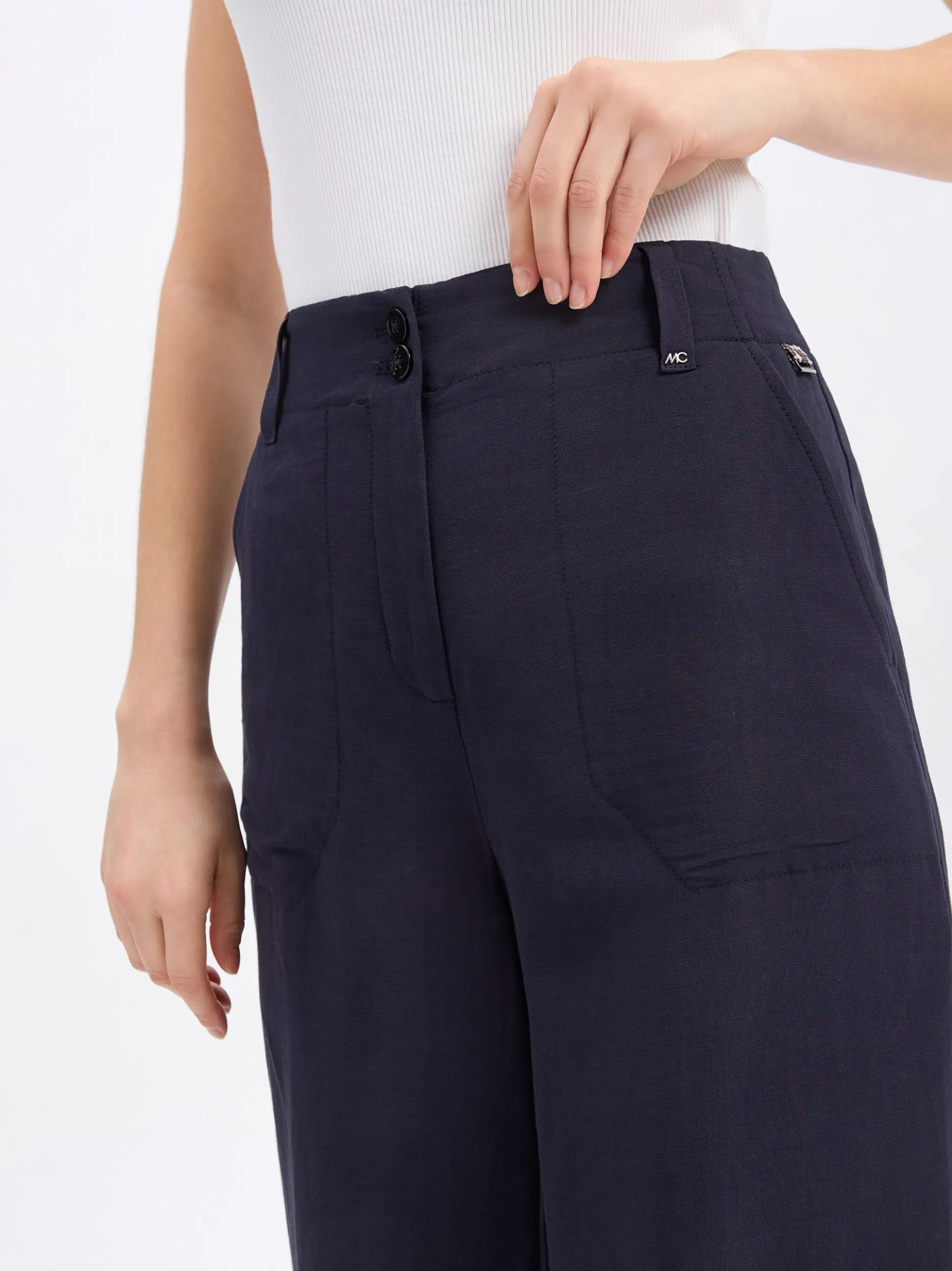 Marc Cain Sports Damen Hose mit Leinen-Anteil - Waukee in marine
