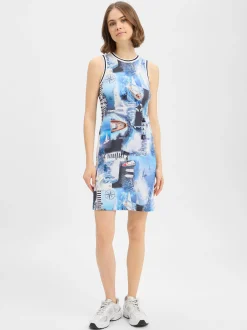Marc Cain Sports Damen Jerseykleid in blau weiß