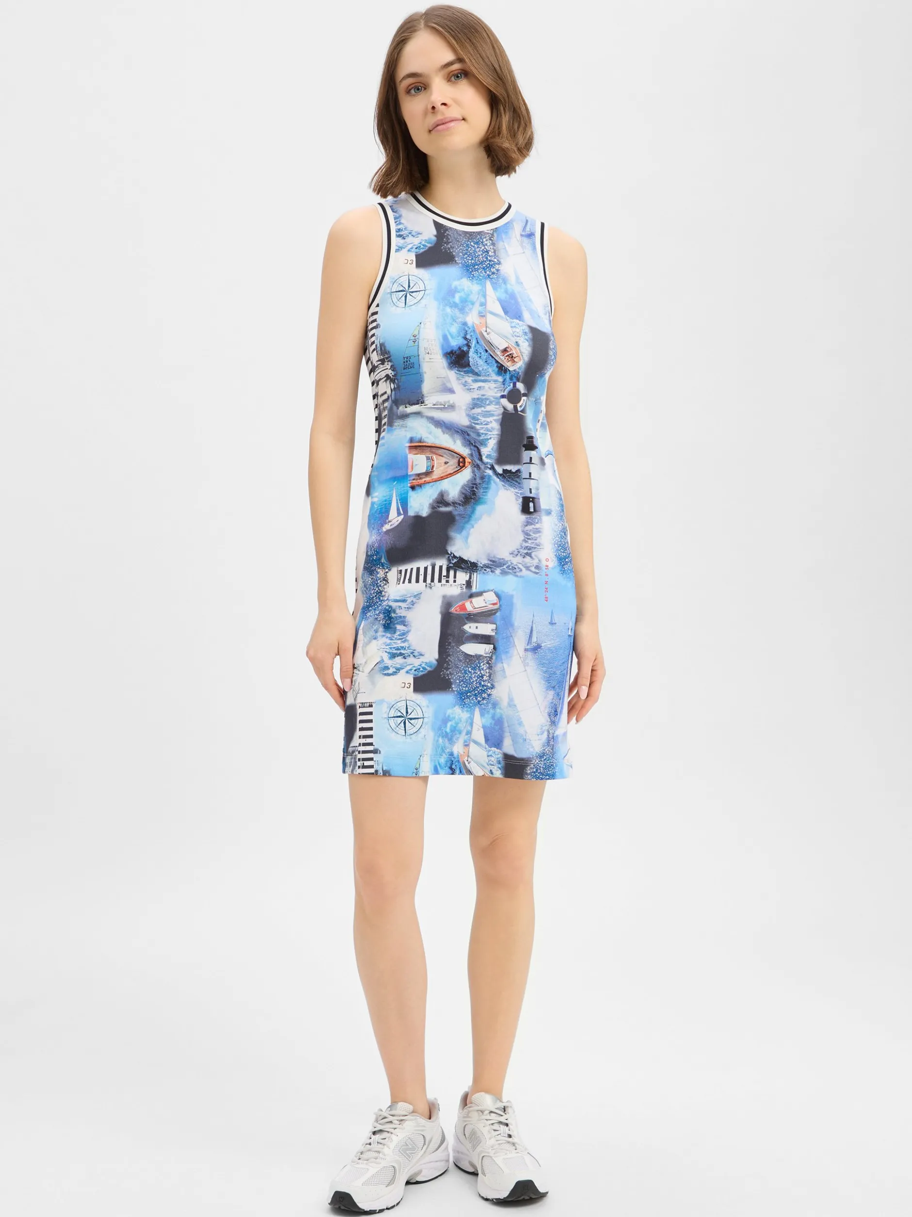 Marc Cain Sports Damen Jerseykleid in blau weiß
