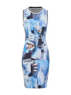 Marc Cain Sports Damen Jerseykleid in blau weiß
