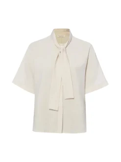 Marc O'Polo Damen Blusenshirt in kitt - Ärmel: kurzarm