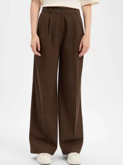 Marc O'Polo Damen Bundfaltenhose in schoko - Länge: lang