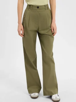 Marc O'Polo Damen Bundfaltenhose in oliv - Länge: lang