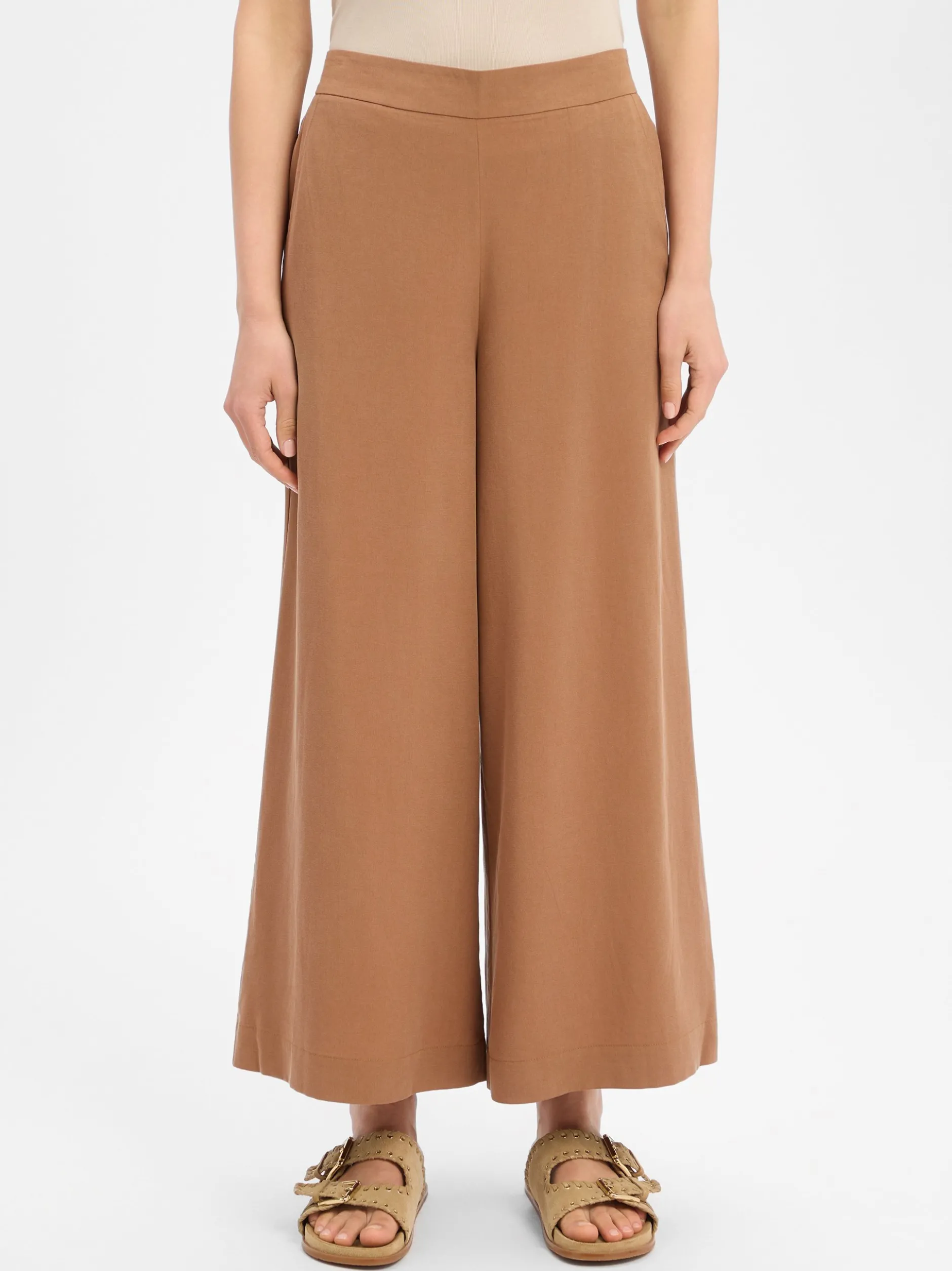 Marc O'Polo Damen Culotte mit Leinen-Anteil in camel