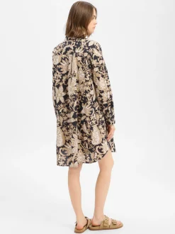 Marc O'Polo Damen Hemdblusenkleid in schwarz beige