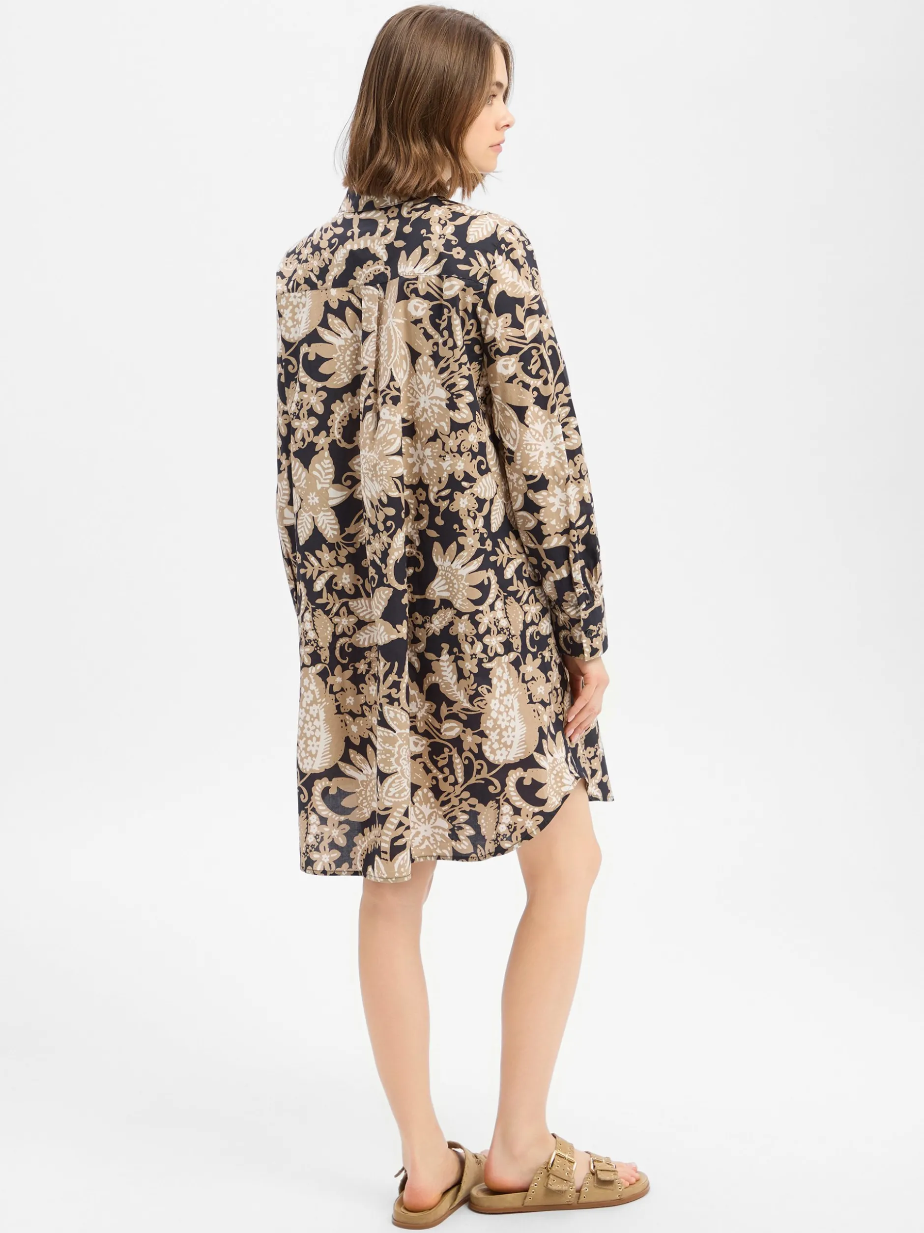 Marc O'Polo Damen Hemdblusenkleid in schwarz beige