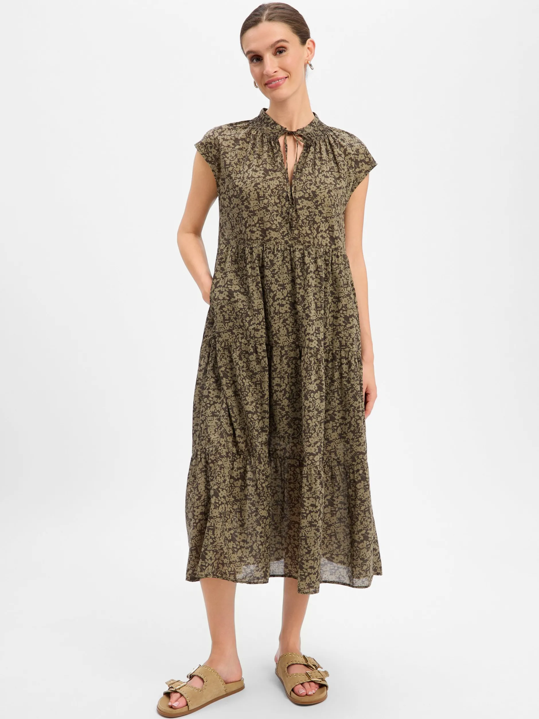 Marc O'Polo Damen Kleid in khaki - Ärmel: ohne Arm